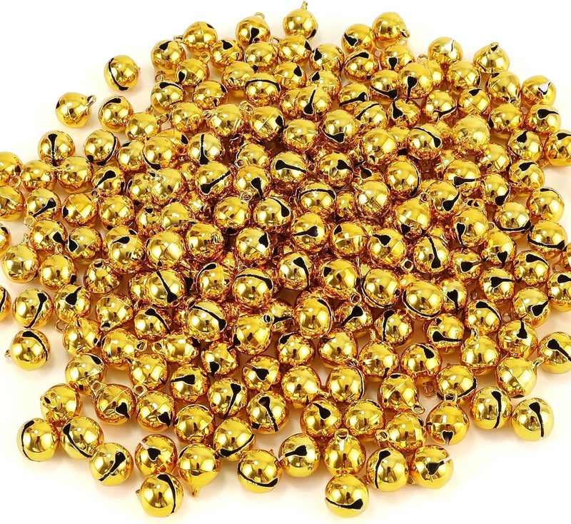 LIGHOON 1/2 Inch Jingle Bells Small Bell Mini Bells, Tiny Crafts Bells, DIY for Christmas Home Making Ornaments Wreath Pet Decorations Bracelet Anklets Necklace Knitting Jewelry Making 120 Pcs, Gold - Image 1